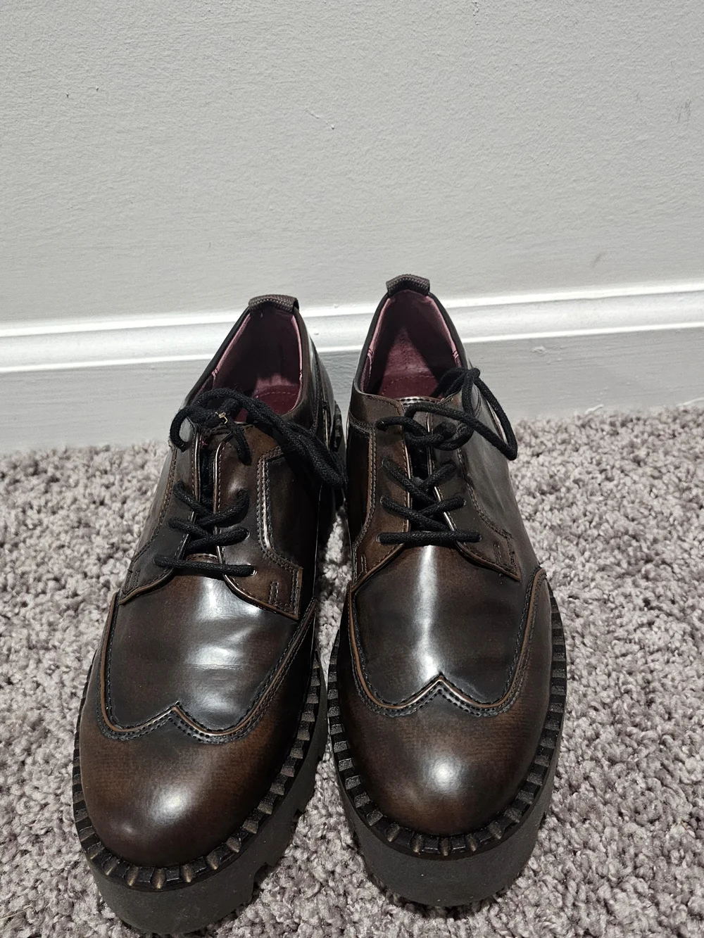 Franco Sarto Chunky Lace-Up Shoes in Dark Brown Balin Oxford Size 6.5